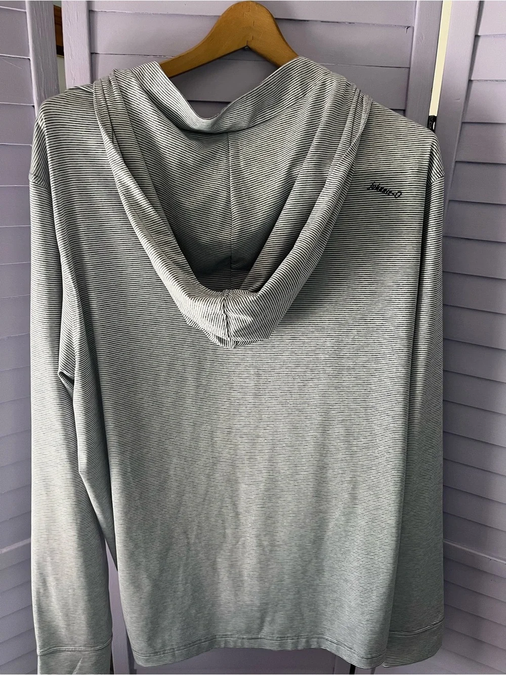 johnnie-O Navy and Light Gray Striped Quarter-Zip Hoodie